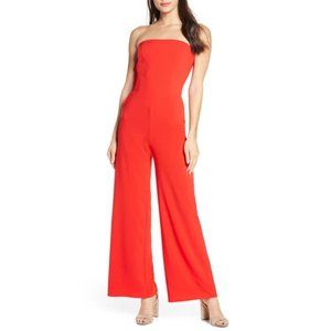 ISO: Fraiche by J Strapless Wide Leg Jumpsuit